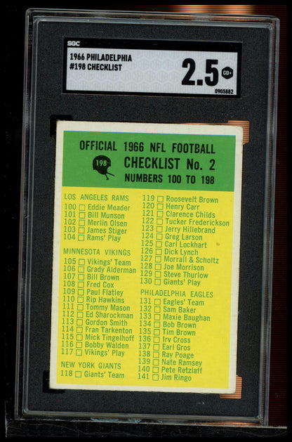 1966 Philadelphia #197 Checklist 1-99 SGC 2.5