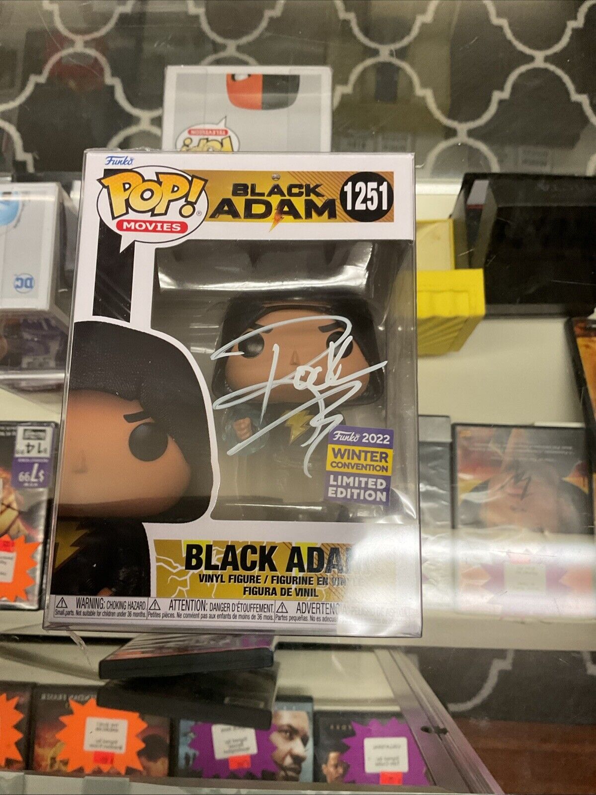 Funko Pop! DC Universe - Black Adam Signed Dwayne Johnson COA