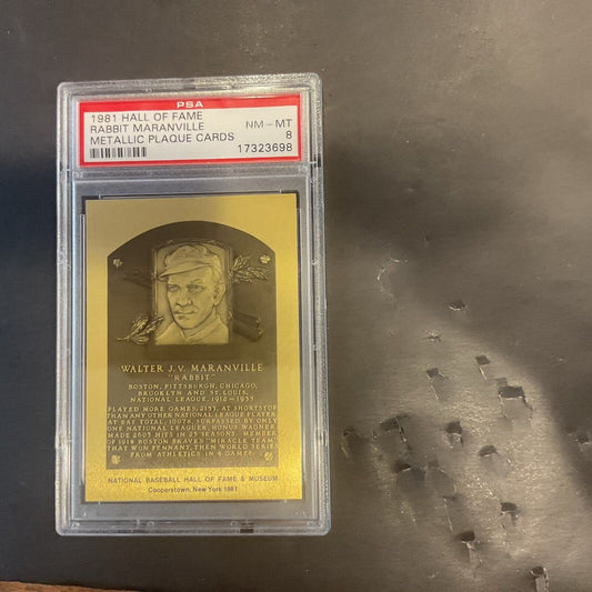 1981 Hall of Fame Rabbit Maranville metallic plaque card PSA 8 