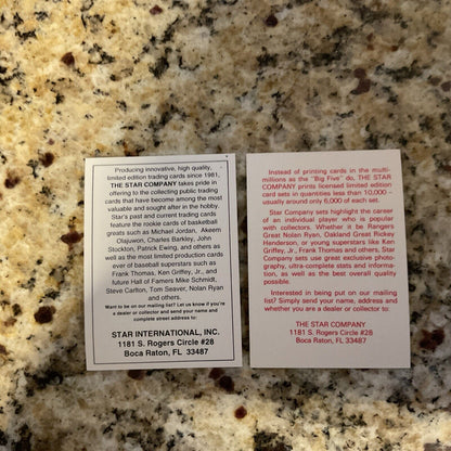 Star Company Micheal Jordan Ad Cards. Rare. 