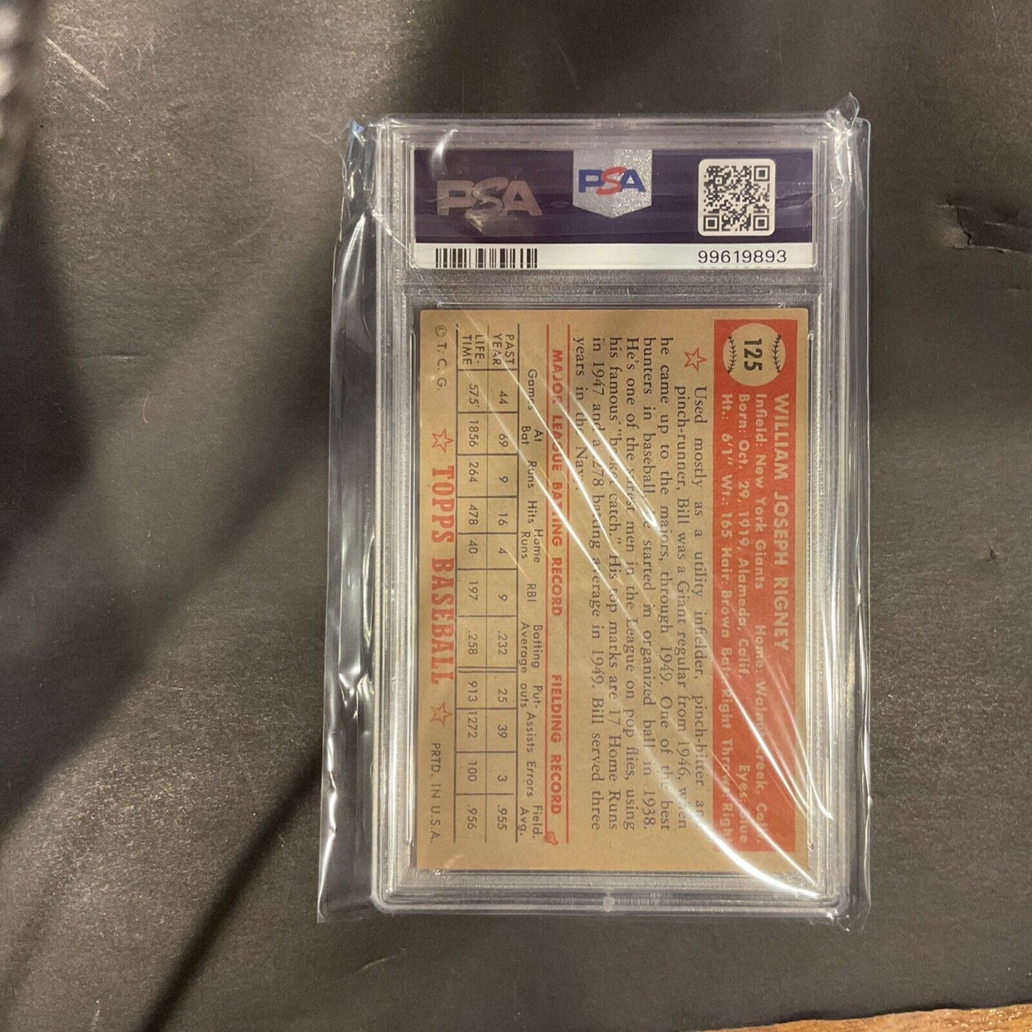 1952 Topps - #125 Bill Rigney VG EX PSA 4