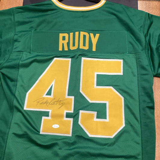 Rudy Ruettiger Autographed Notre Dame Custom Green Signed Jersey - JSA COA