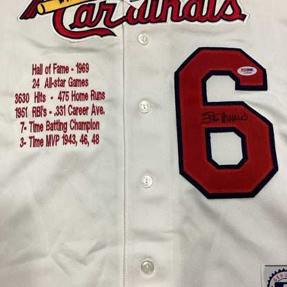 Stan Musial Signed Heavily STATS St. Louis Cardinals Jersey PSA DNA