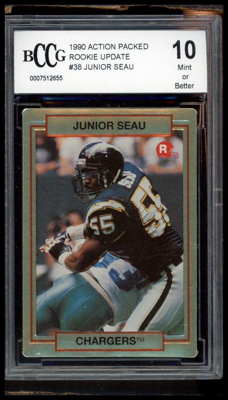 1990 Action Packed Rookie/Update #38 Junior Seau BCCG 10