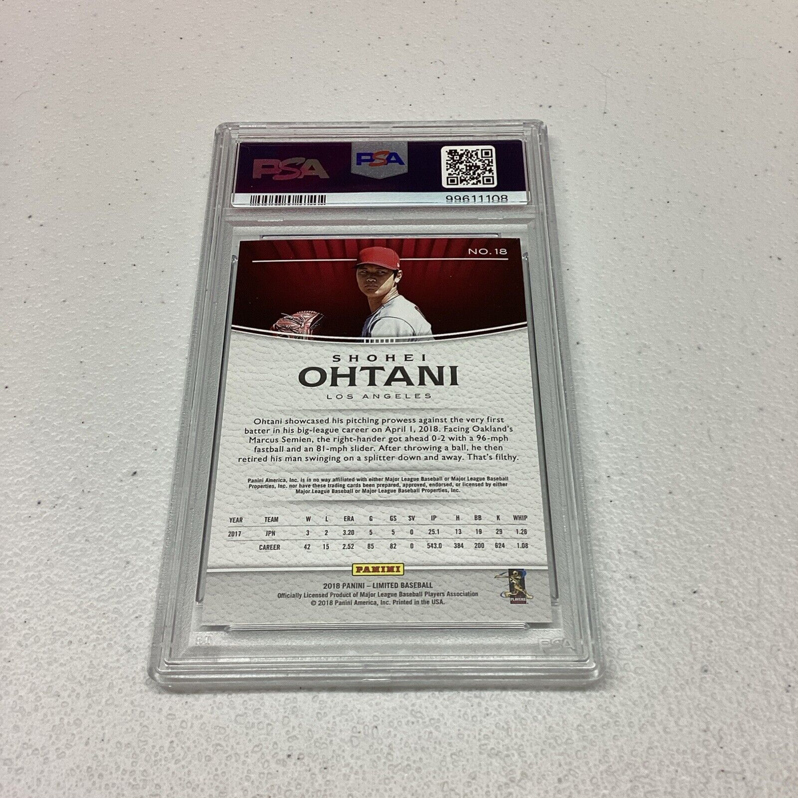2018 Panini #18 Shoei Ohtani PSA Grade 10