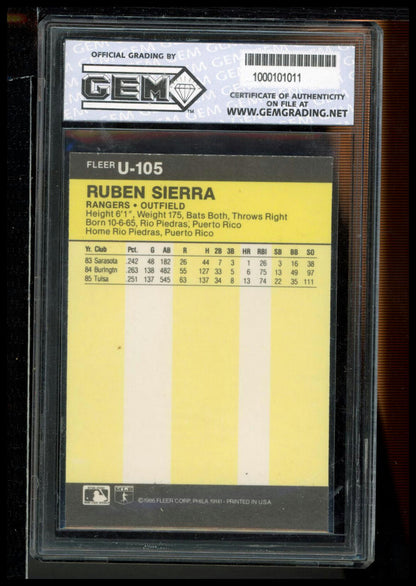 1986 Fleer Update #U-105 Ruben Sierra Other 10