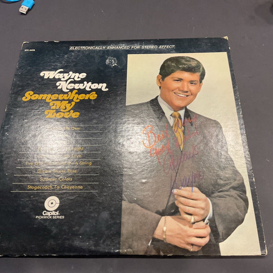WAYNE NEWTON MR. VEGAS SOMEWHERE MY LOVE SIGNED VINTAGE ALBUM VINYL RECORD COA
