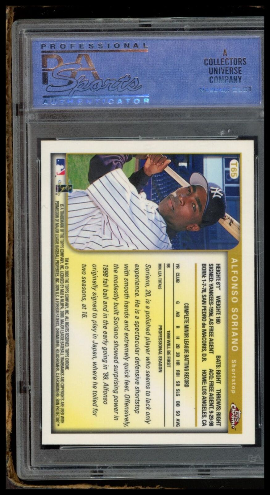 1999 Topps Chrome Traded #T65 Alfonso Soriano PSA 9