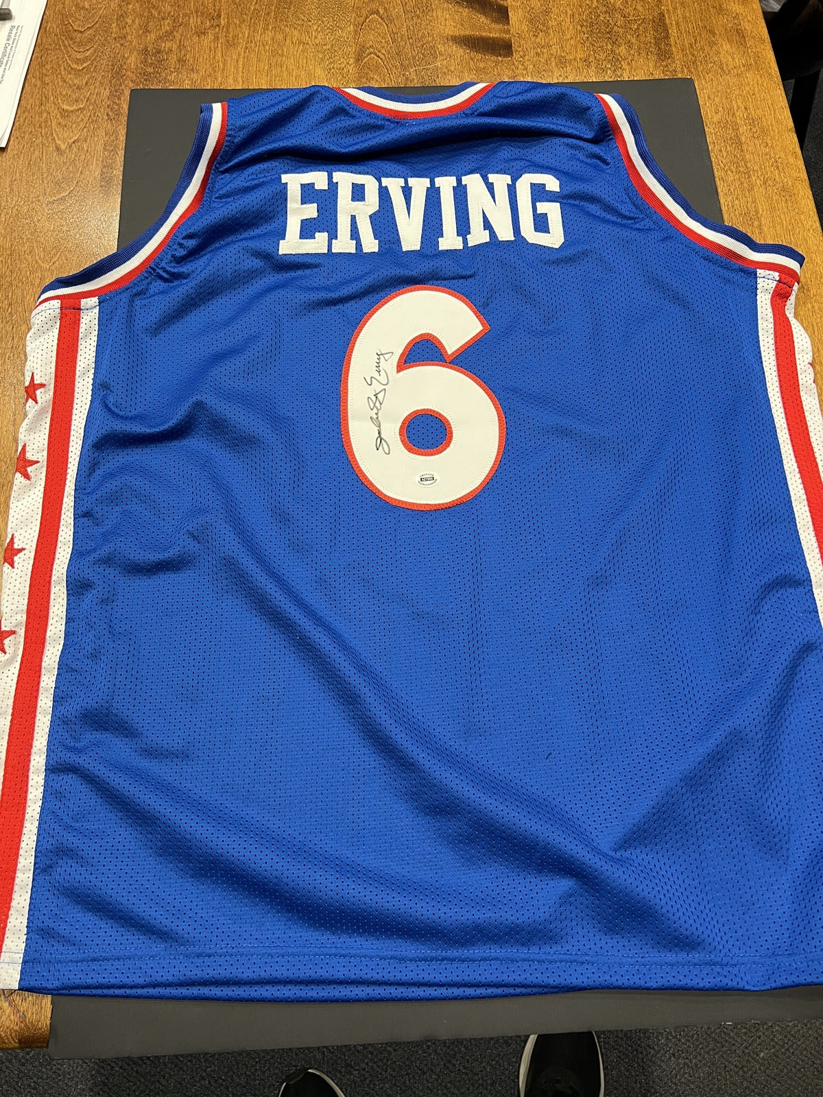 Julius Erving Signed Philadelphia 76ers Blue Jersey with COA