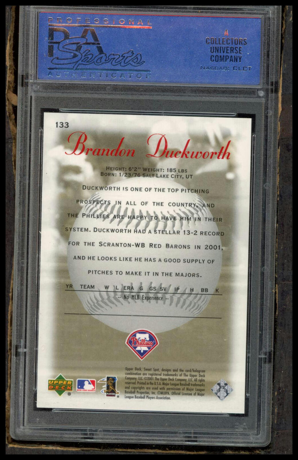 2001 Upper Deck Sweet Spot #133 Brandon Duckworth PSA 9