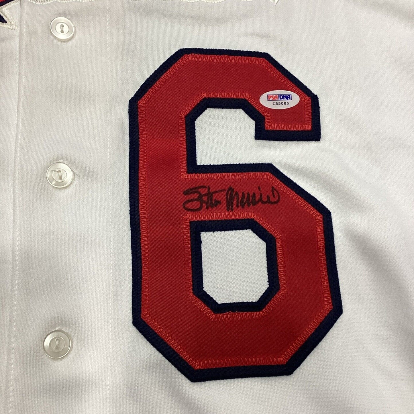 Stan Musial Signed Heavily STATS St. Louis Cardinals Jersey PSA DNA