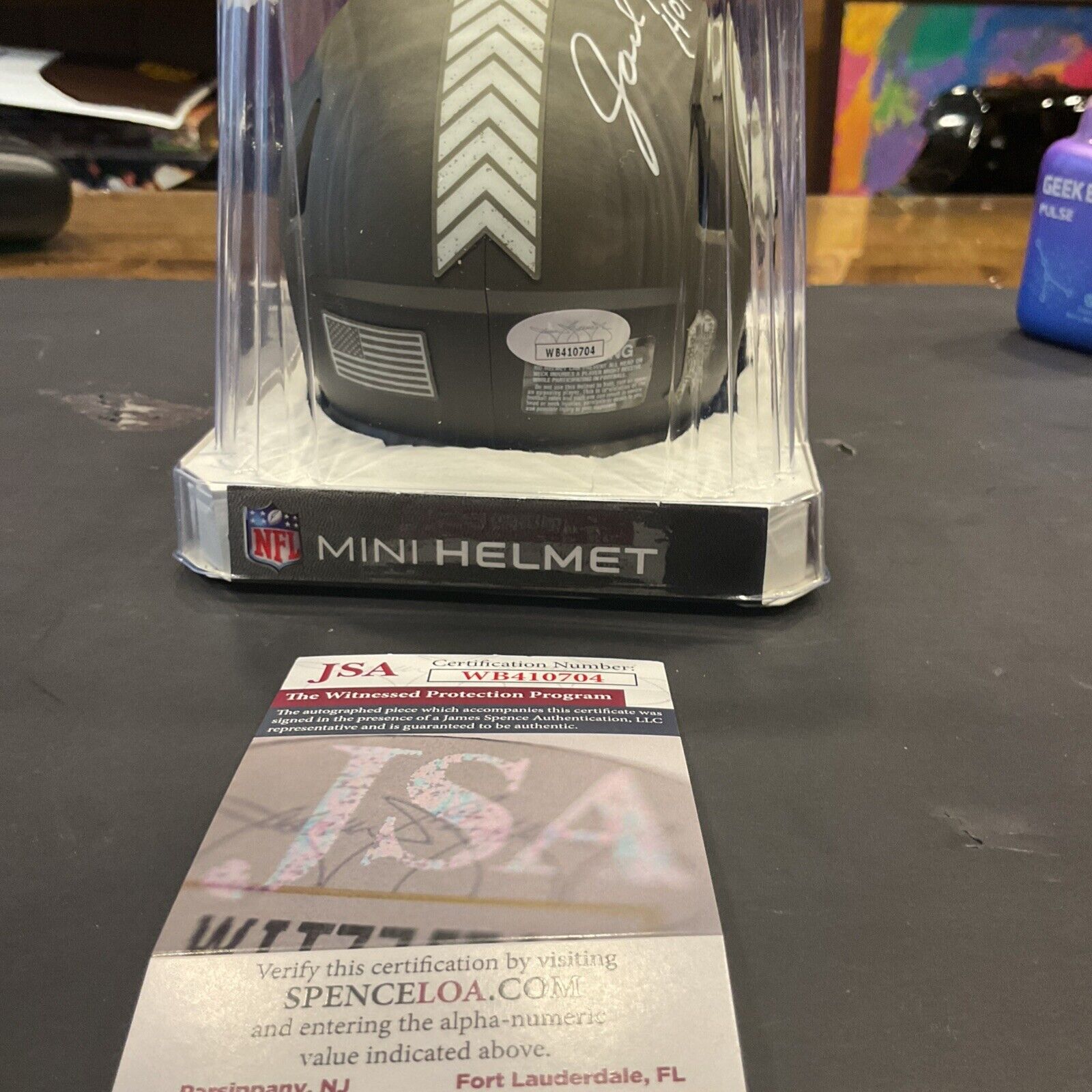 Jack Hamm autographed mini helmet with JSA authentication