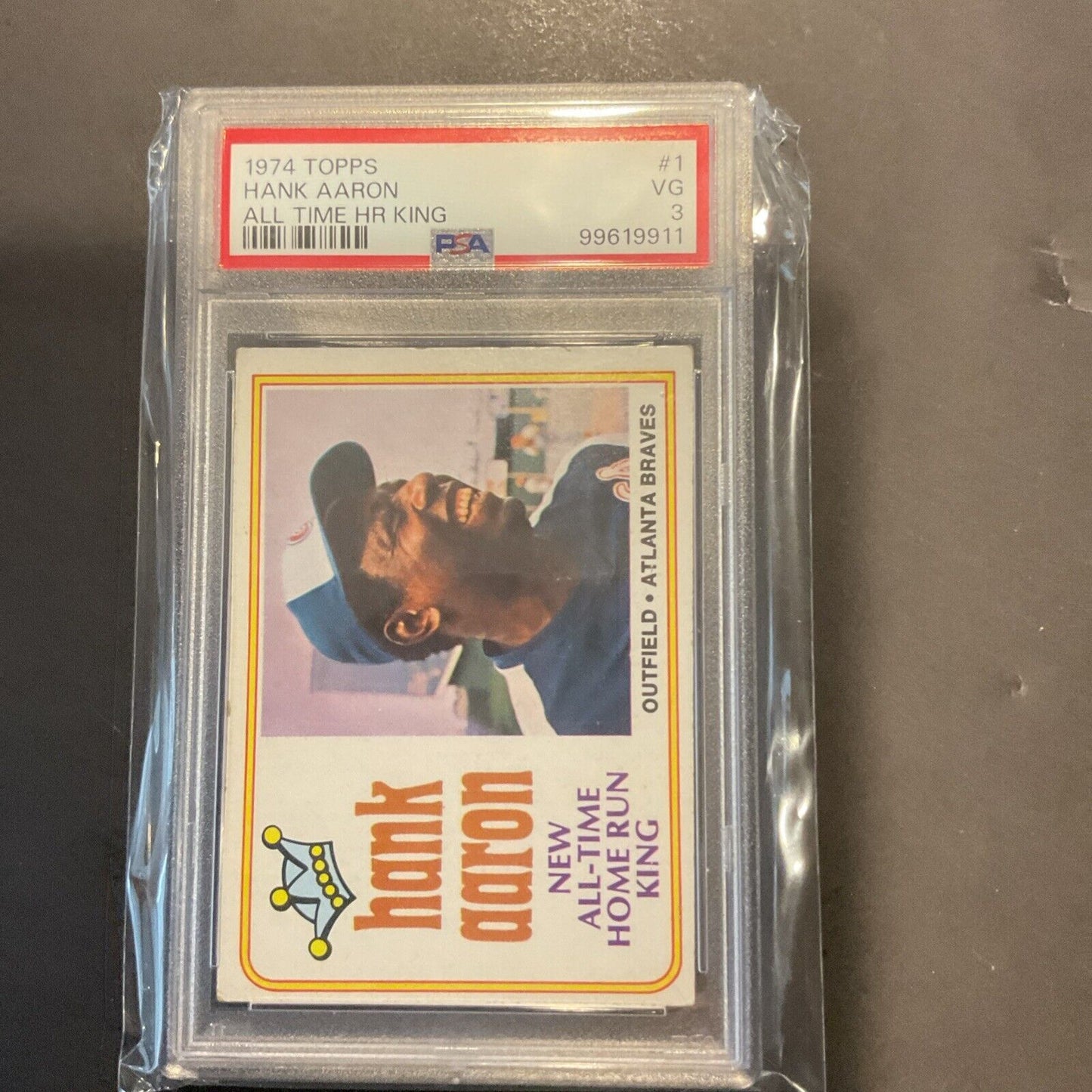 1974 Topps # 1 Hank Aaron “all-time home run king” PSA 3