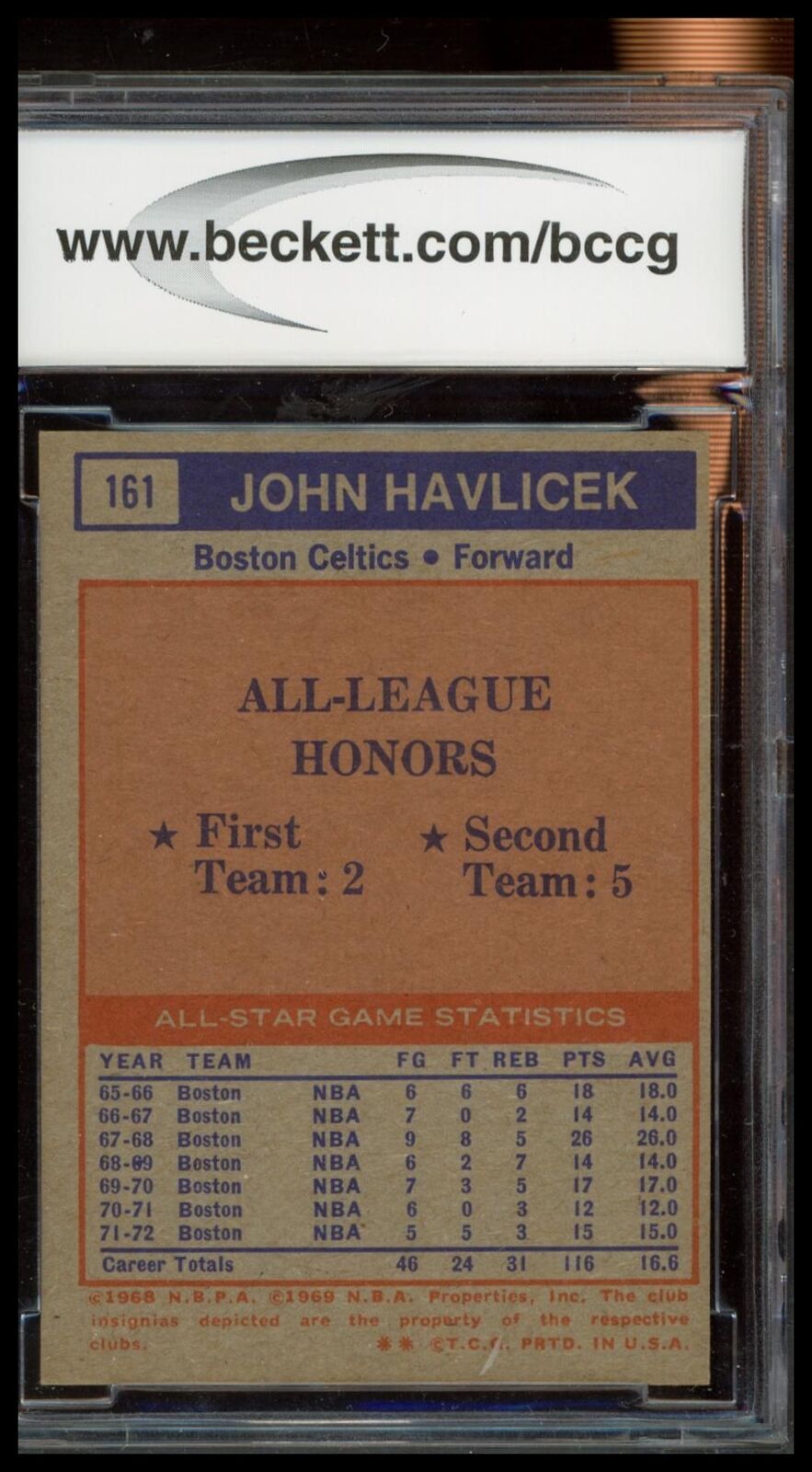 1972-73 Topps #161 John Havlicek BCCG 9