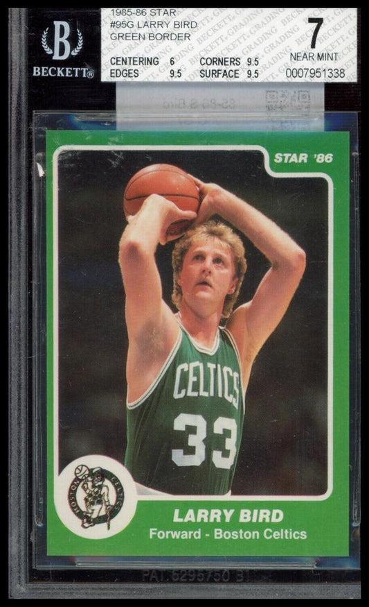 1985-86 Star #95b Larry Bird Green border BGS 7