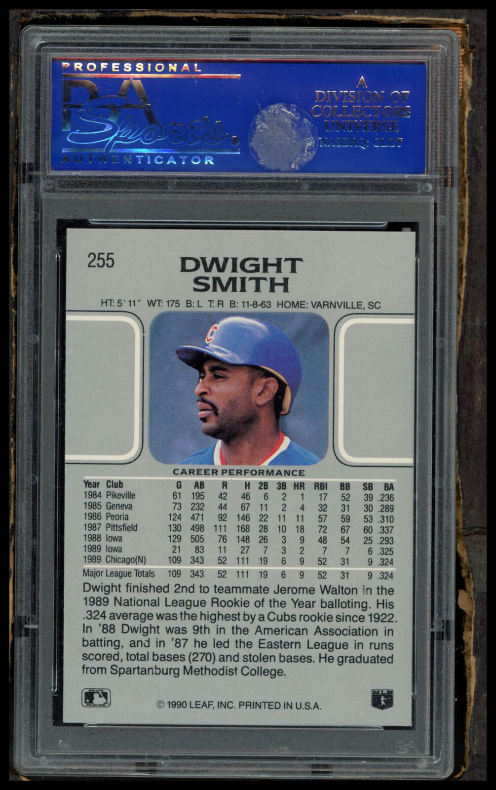 1990 Leaf #255 Dwight Smith PSA 9