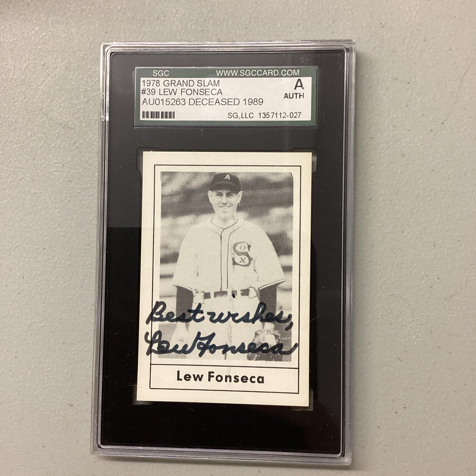 1978 Grand Slam #39 Lew Fonseca SCG Authentic