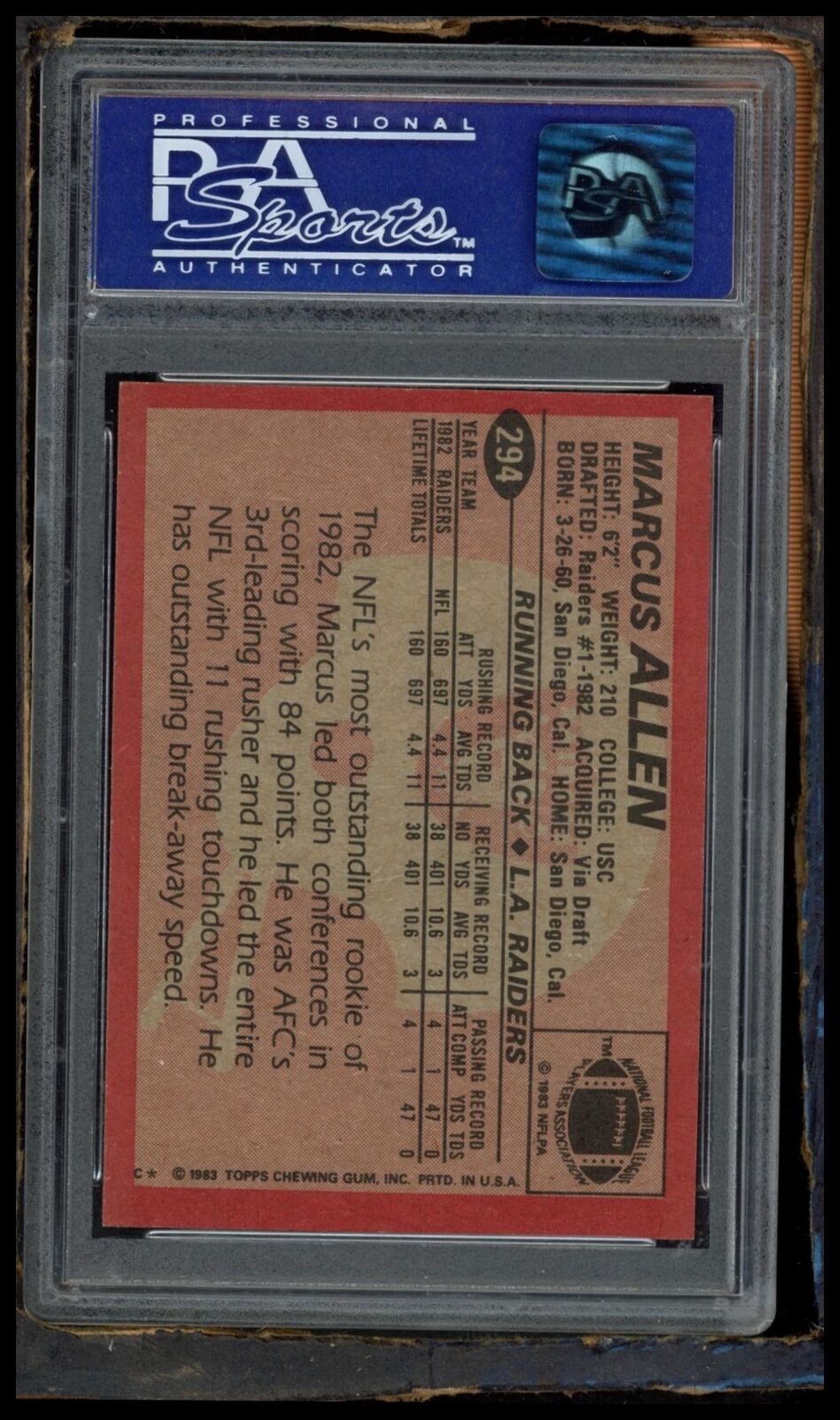 1983 Topps #294 Marcus Allen PSA 8