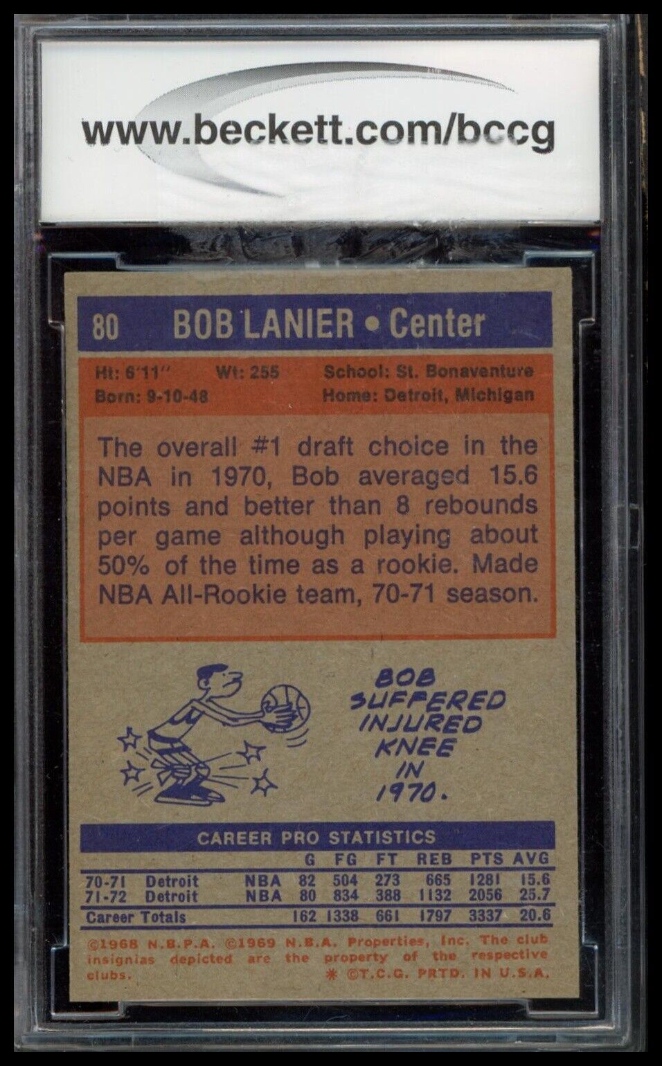 1972-73 Topps #80 Bob Lanier BCCG 9