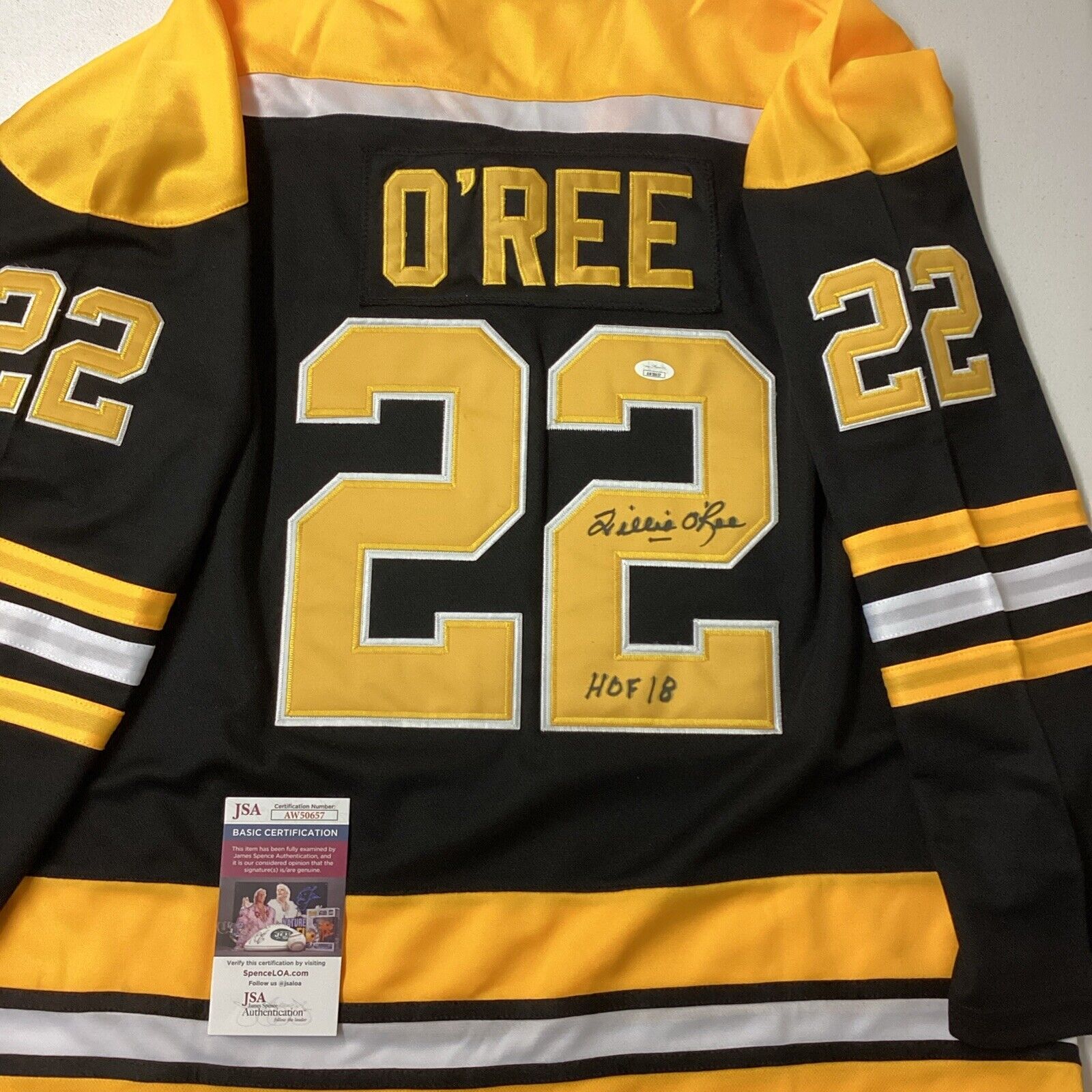 Willie O'Ree Signed Bruins Jersey With JSA COA
