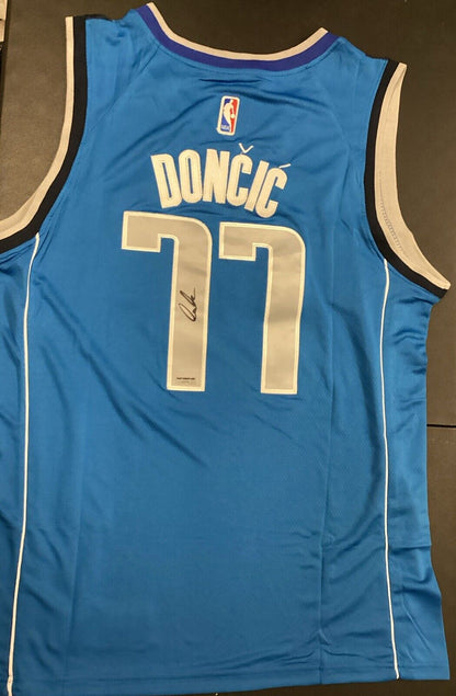 Luka Doncic Signed Dallas Mavericks Pro Style Basketball "Custom Jersey" COA