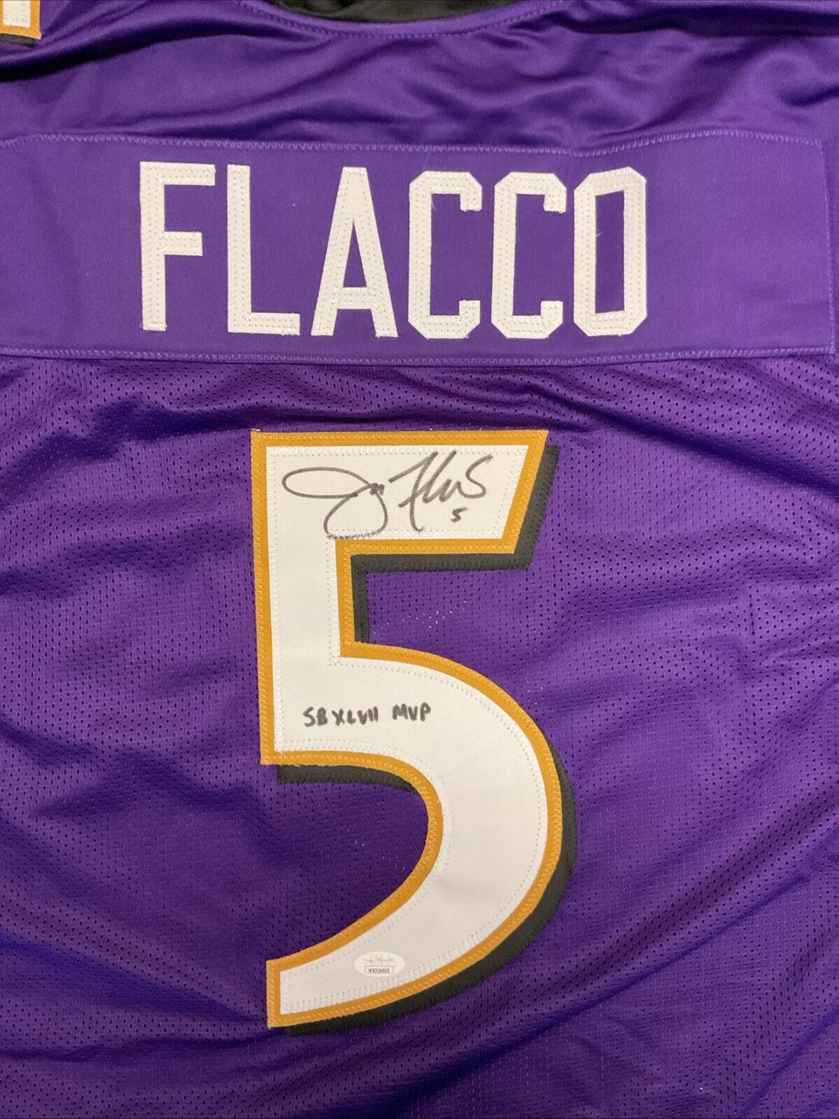 Joe Flacco Baltimore Ravens Signed Autographed Custom Purple Jersey JSA COA