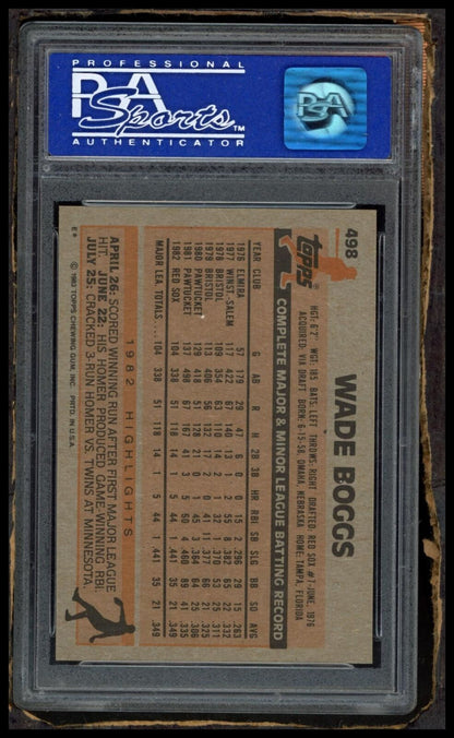 1983 Topps #498 Wade Boggs PSA 8