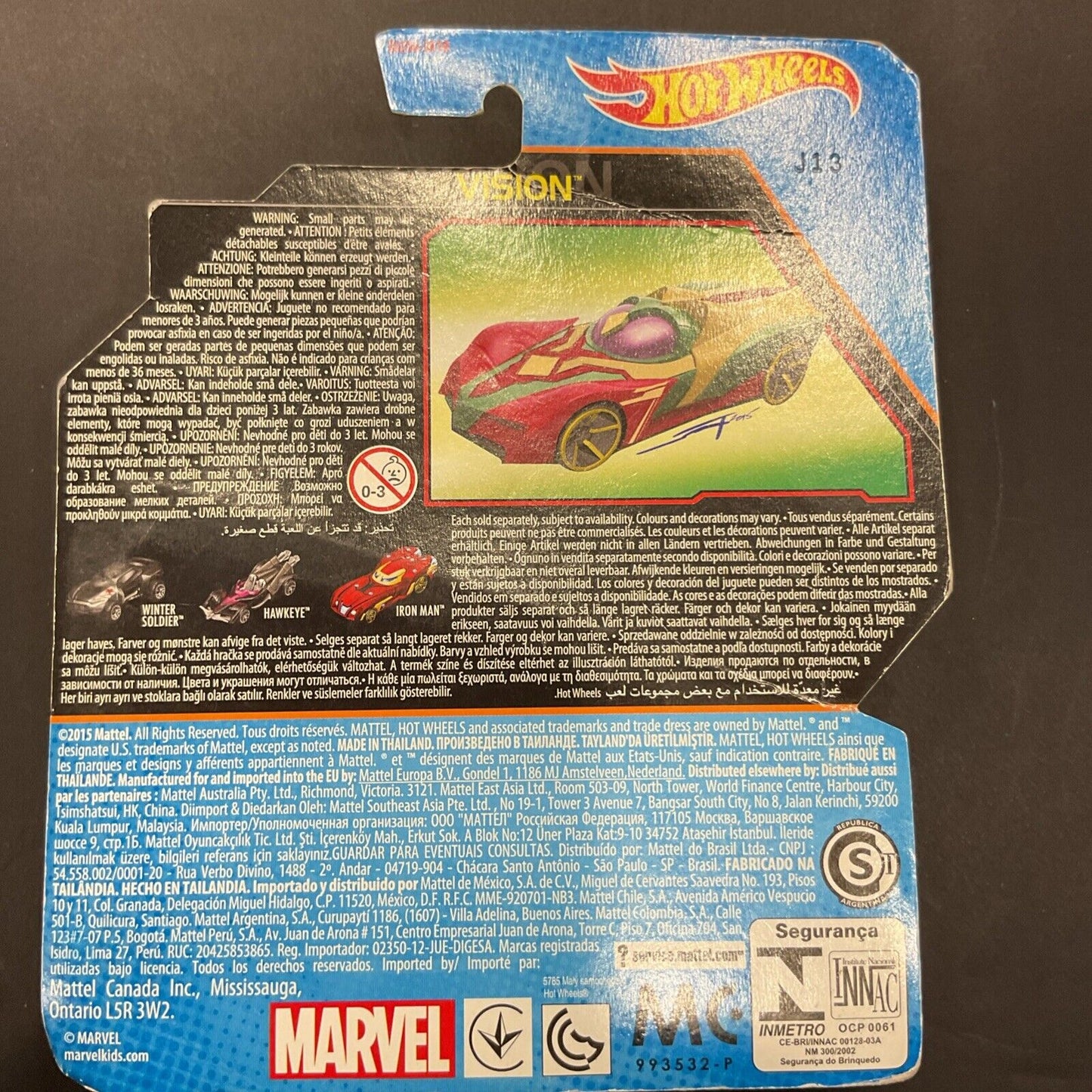 2015 Marvel hot wheels Captain America Civil War diecast car