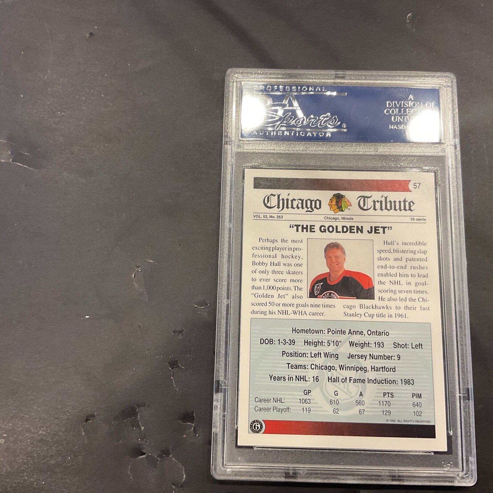 Bobby Hull # 57 PSA authenticated signature card