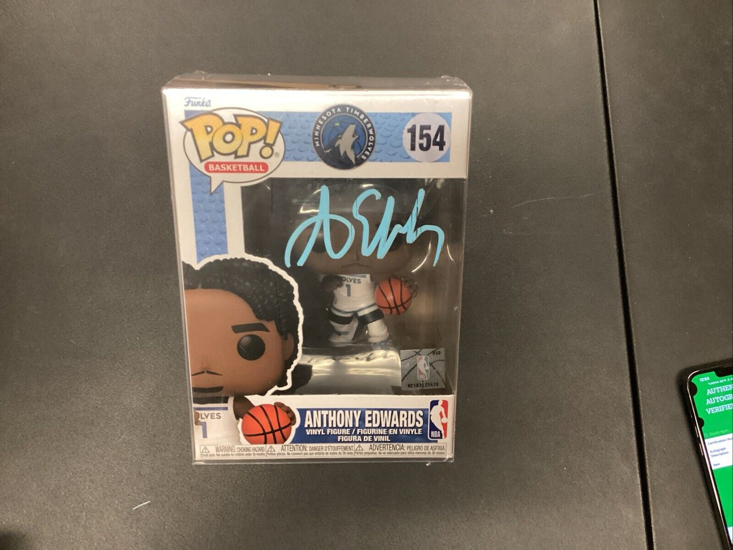 Funko Pop! #154 Autographed Signed Anthony Edwards Minnesota Timberwolves W COA