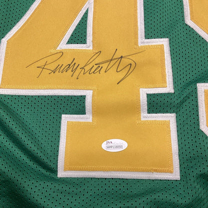 Rudy Ruettiger Autographed Notre Dame Custom Green Signed Jersey - JSA COA