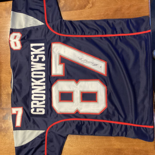 Rob Gronkowski Signed New England Patriots Navy Jersey Autographed NFL