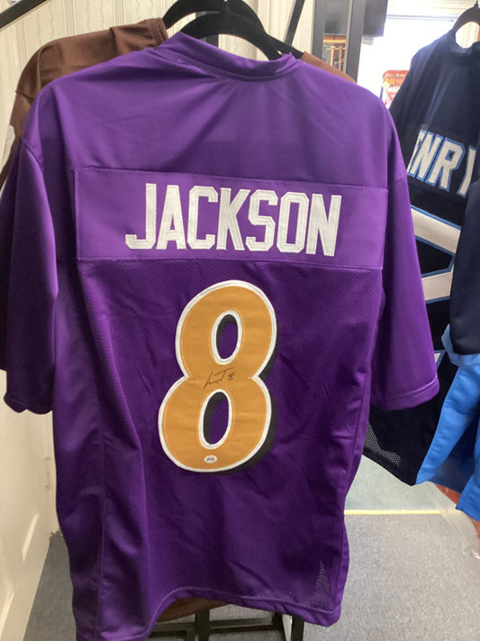 Lamar Jackson #8 Baltimore Ravens Signed Purple Jersey