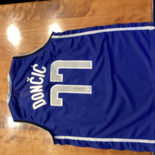 Luka Dončić Signed Dallas Mavericks Blue Jersey Autographed NBA