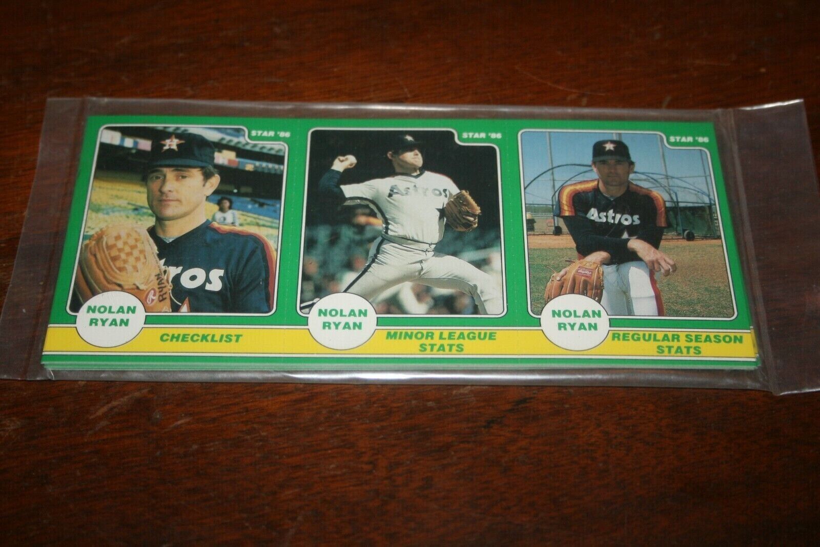 1986 STAR BASEBALL FACTORY SEALED 3 CARD PANEL SET NOLAN RYAN HIGHLIGHTS