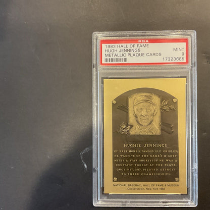 1983 Hall of Fame Hughes Jennings metallic plaque card PSA 9