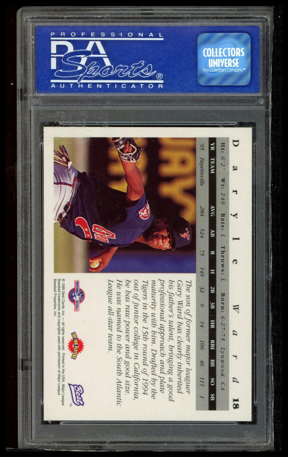 1995 Best Top 100 #18 Daryle Ward Fayetteville Generals PSA 10