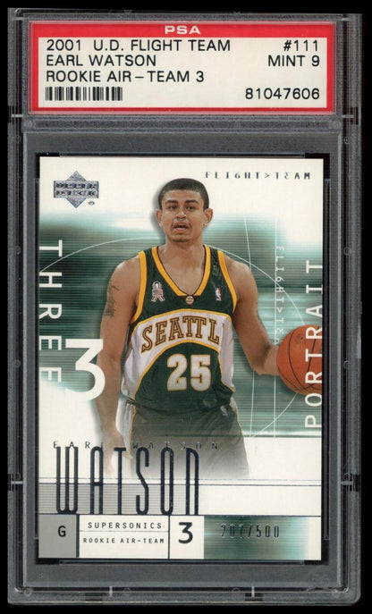 2001 Upper Deck Flight Team #111 Earl Watson Rookie Air-Team 3 Portrait PSA 9