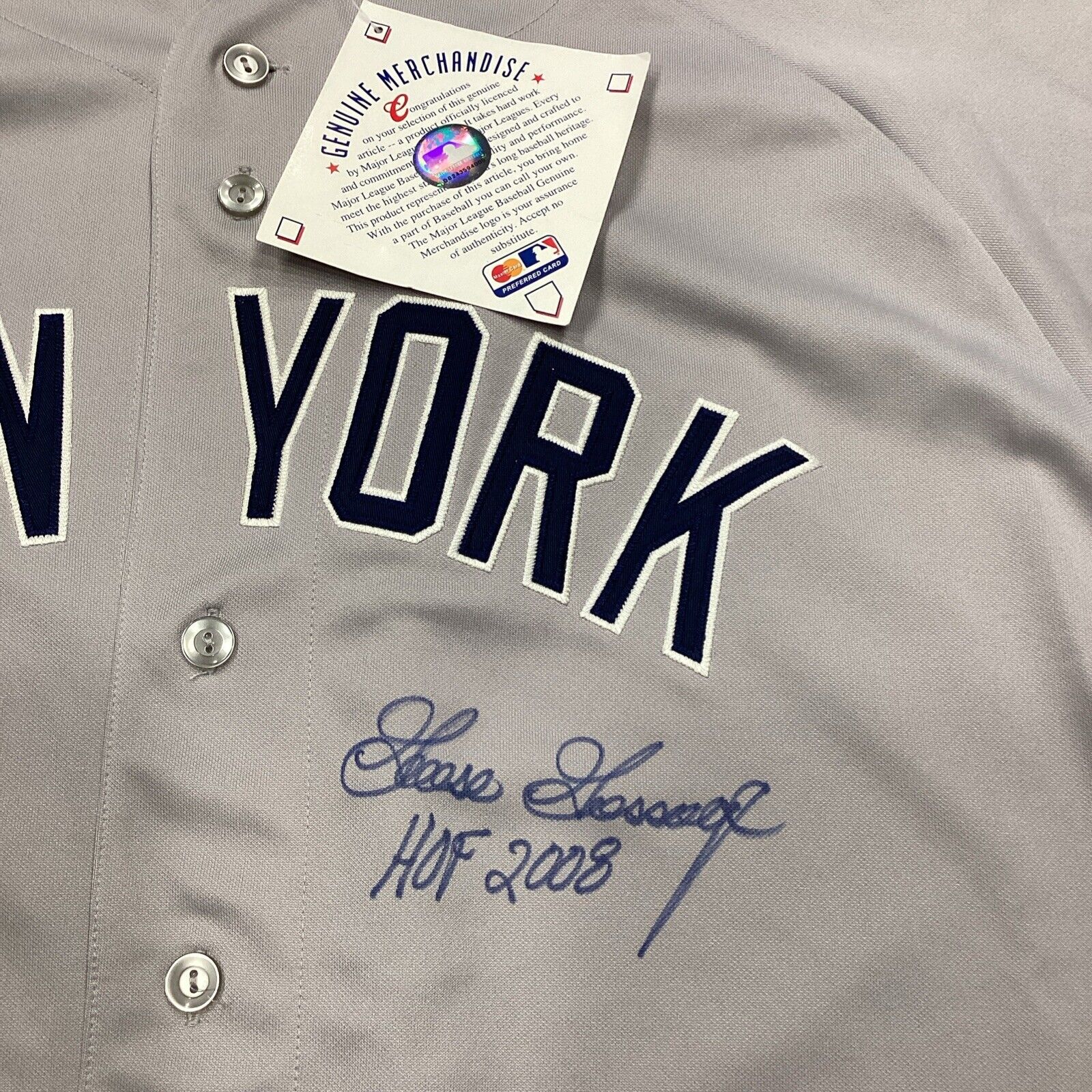 Goose Gassage Signed Majestic Jersey Inscribed “HOF 2008” With SGC COA 2XL
