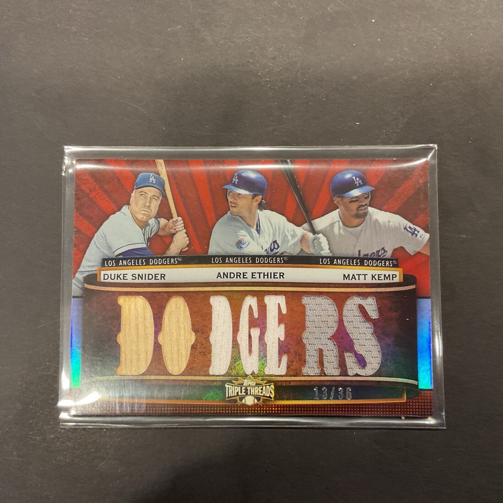 2011 Topps triple thread  card Schneider Kemp Ethier 13/36 Dodgers TTRC-42
