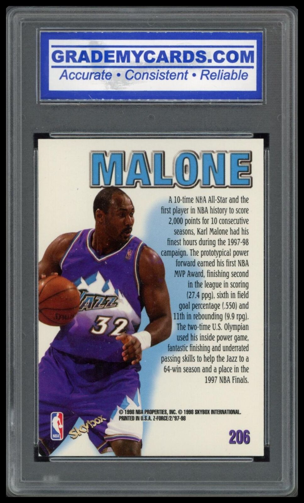 1997-98 SkyBox Z-Force #206 Karl Malone Other 8