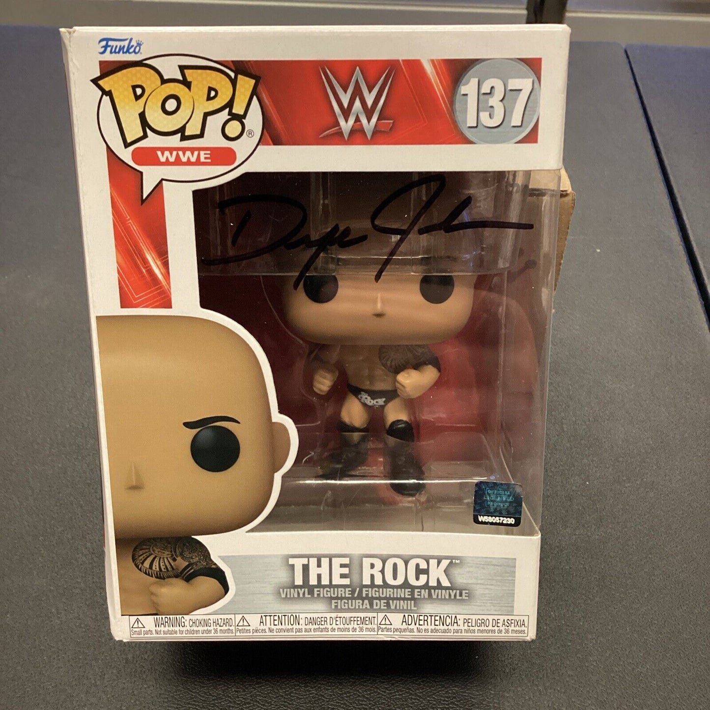 Funko Pop! Vinyl: WWE - The Rock #137 Signed By Dwayne Johnson With COA