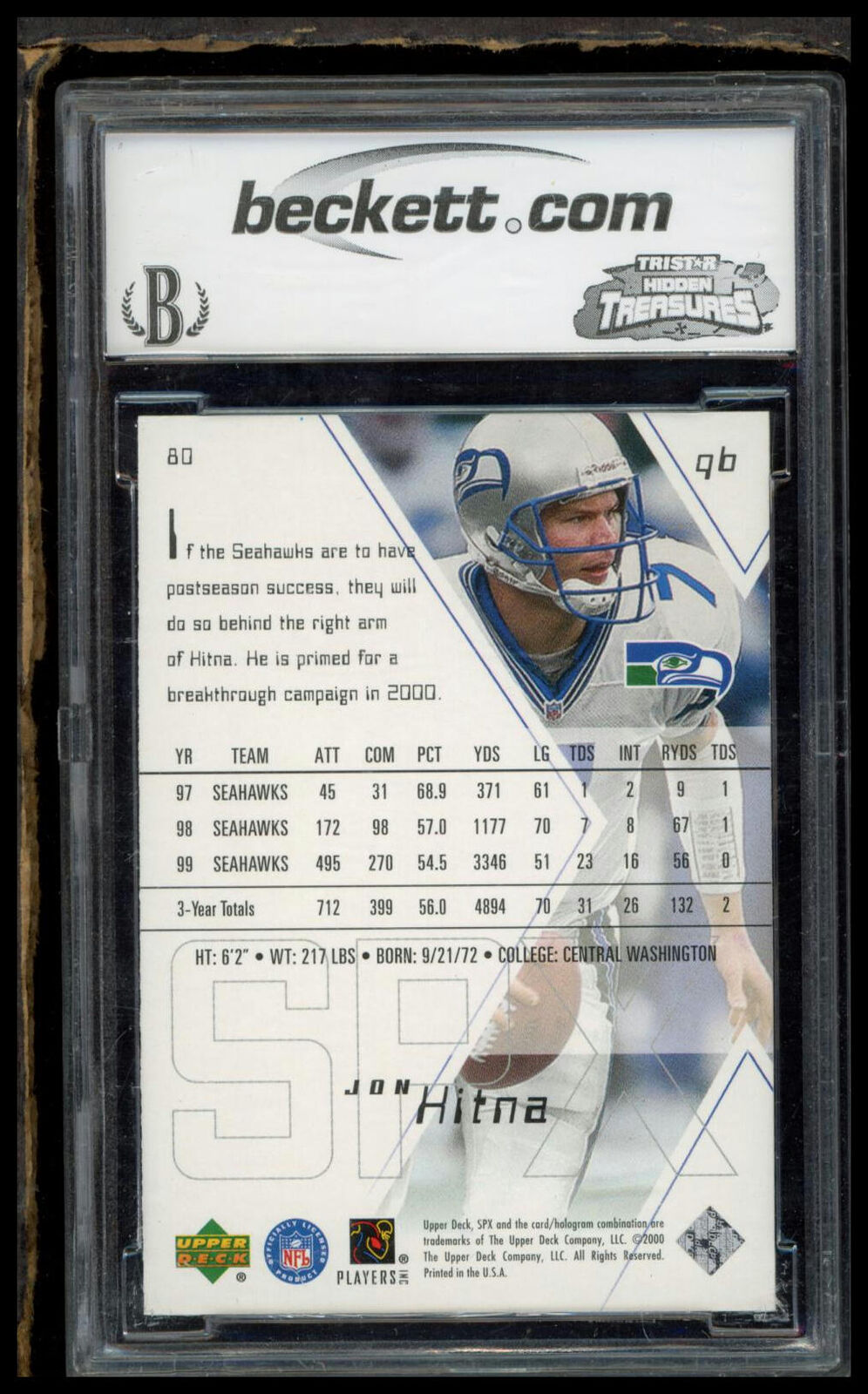 2000 SPx #80 Jon Kitna BCCG 9