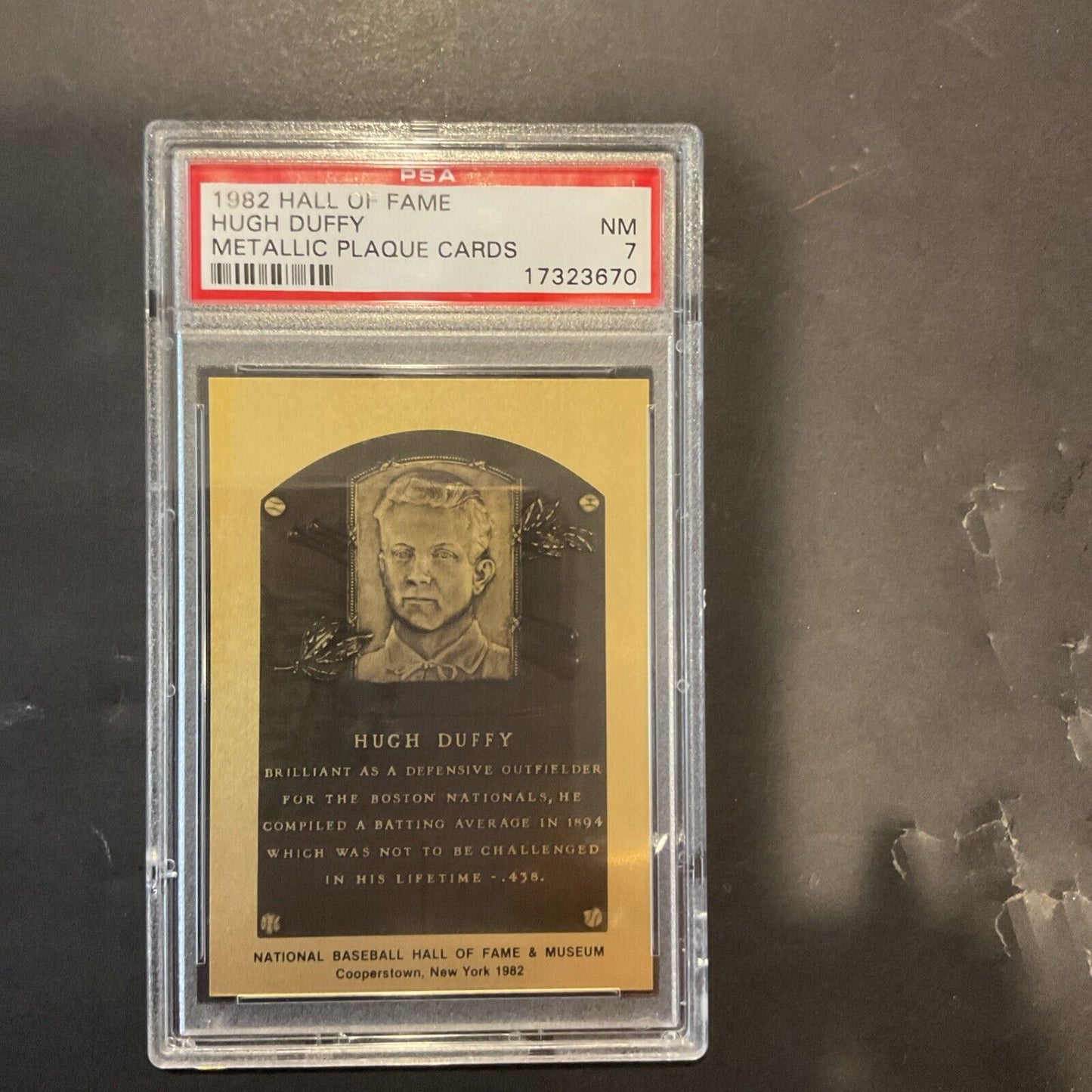 1982 Hall of Fame Hugh Duffy metallic plaque card PSA 7