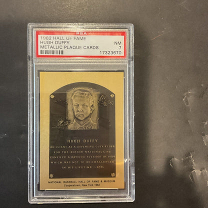 1982 Hall of Fame Hugh Duffy metallic plaque card PSA 7