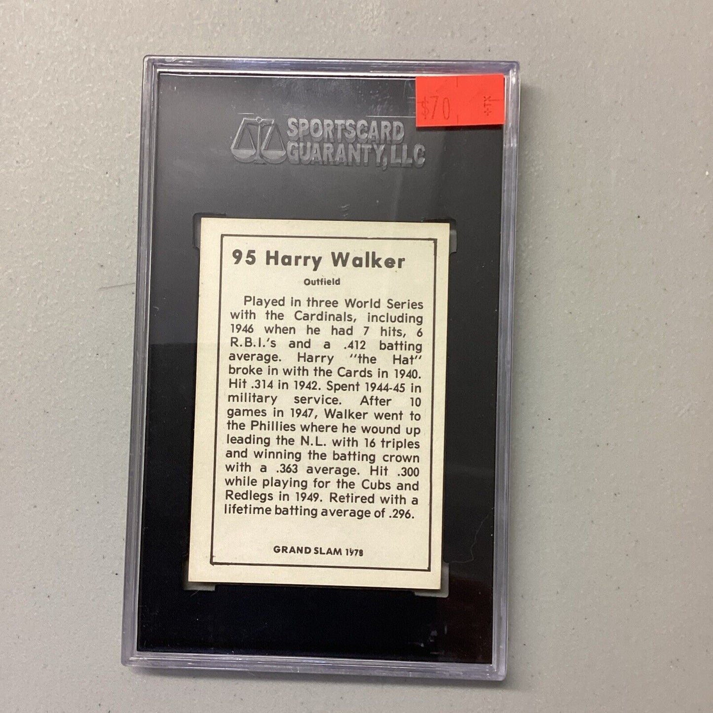 1978 Grand Slam #95 Harry Walker SCG Authentic