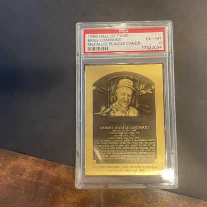 1986 Hall of Fame Ernie Lombardi metallic Plaque card PSA 6