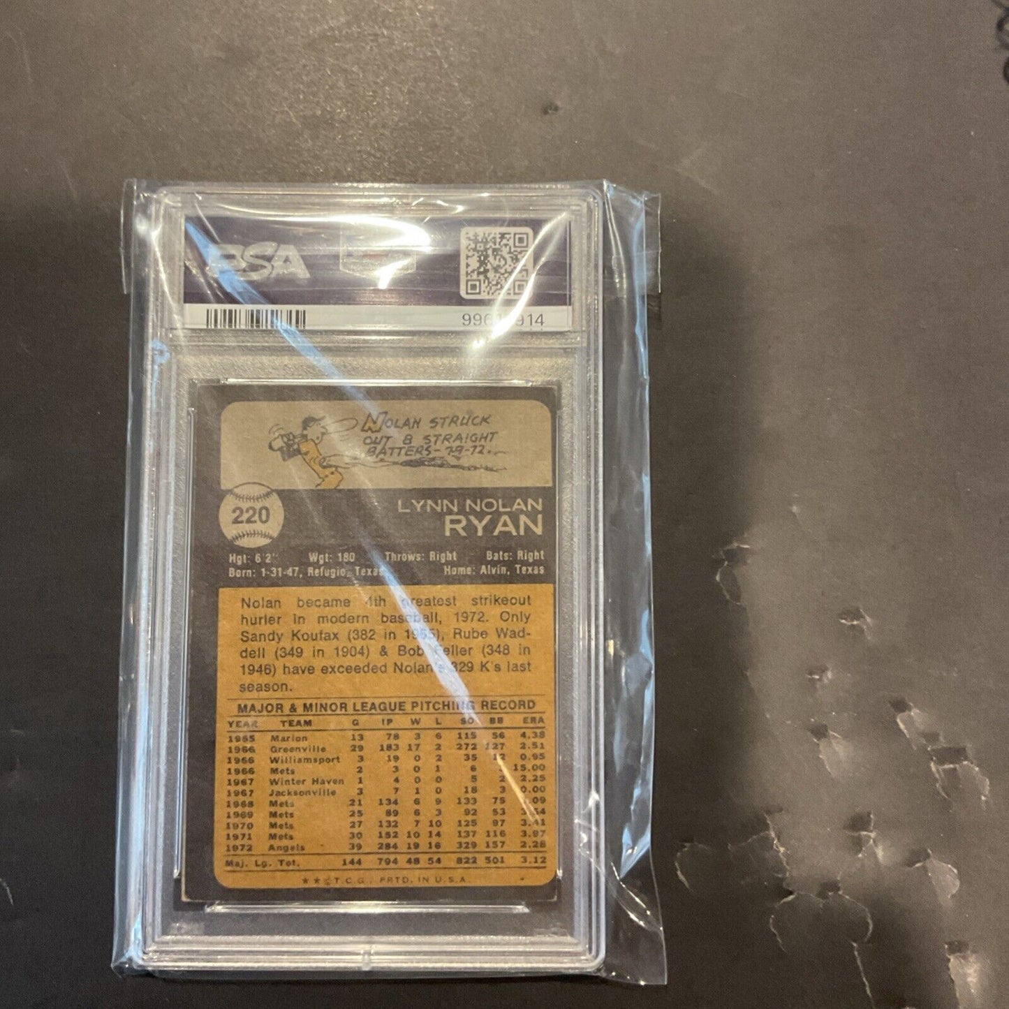1973 Topps #220 Nolan Ryan PSA 3
