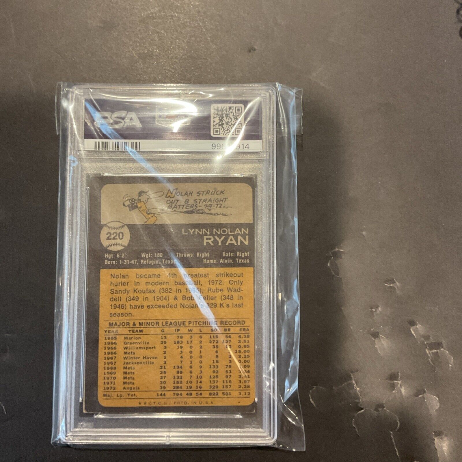1973 Topps #220 Nolan Ryan PSA 3