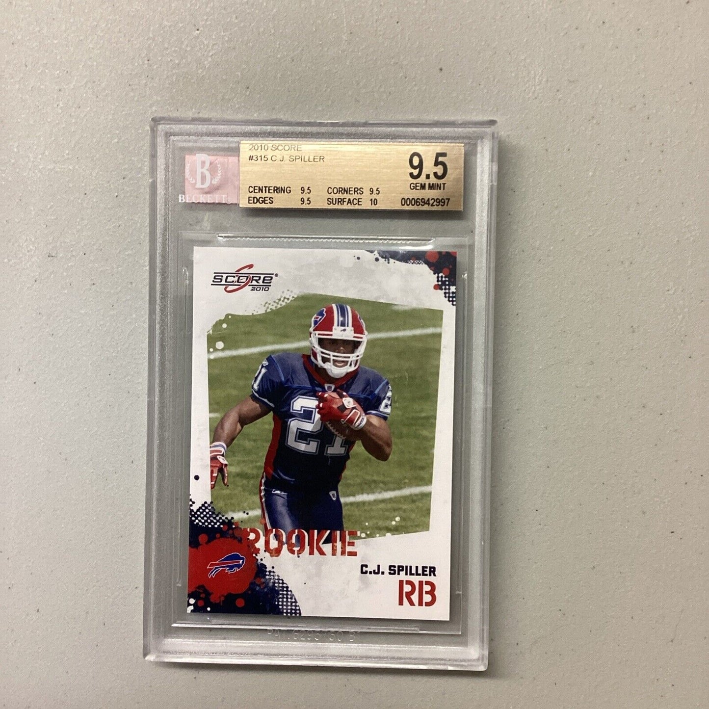 2010 Score #315 C.J. Spiller Beckett Grade 9.5